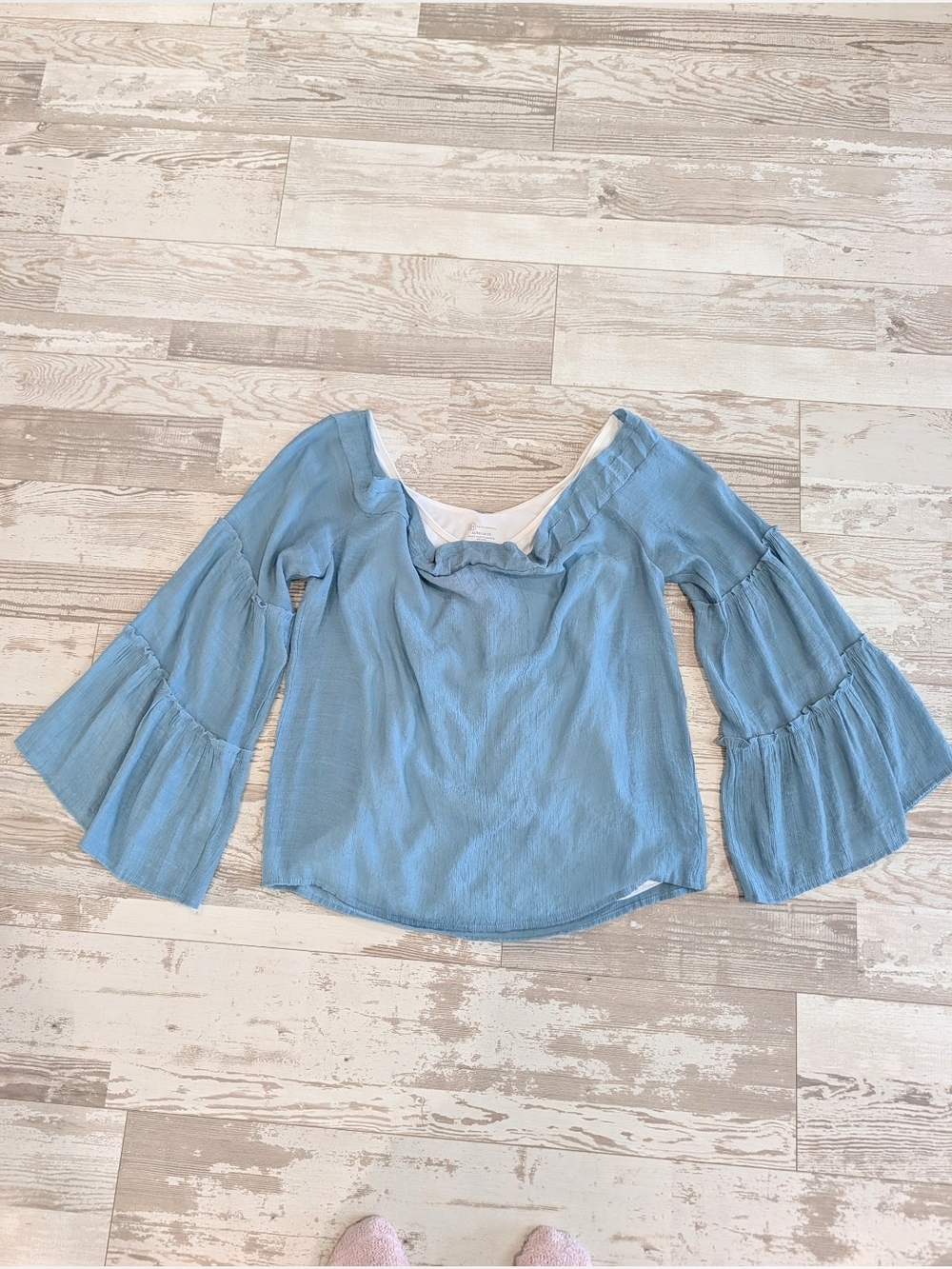 Light Blue Bell Sleeve Women’s Top
